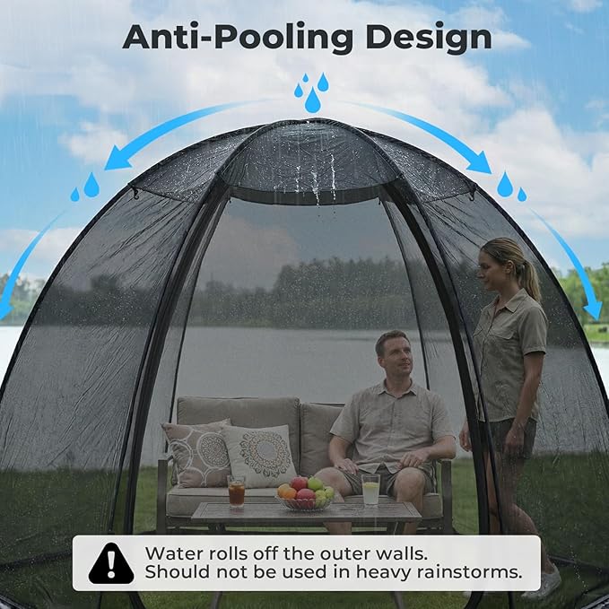 Alvantor® Pop Up Screen House Tent, Snap-fit Mesh Screen Gazebo with Peaked Roof, Portable Screen Room Canopy Shelter with Sandbags for Camping, Backyard, Picnic