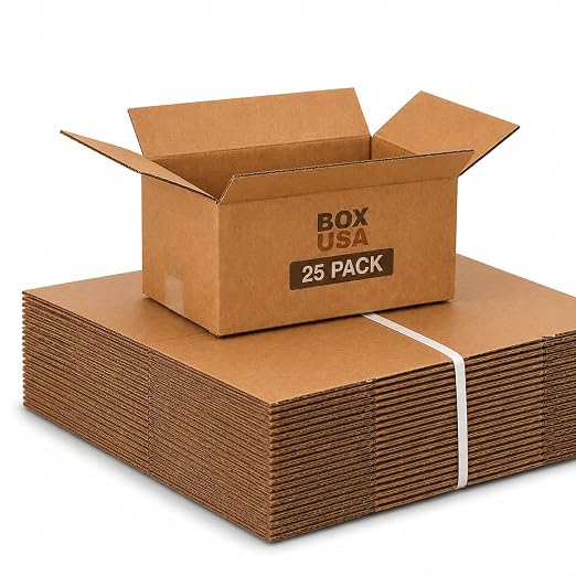 BOX USA Moving Boxes Holds 65lbs, 15"L x 10"W x 6"H (25-Pack) Small - Corrugated Cardboard Box for Shipping, Mailing, Packing, Packaging and Storage