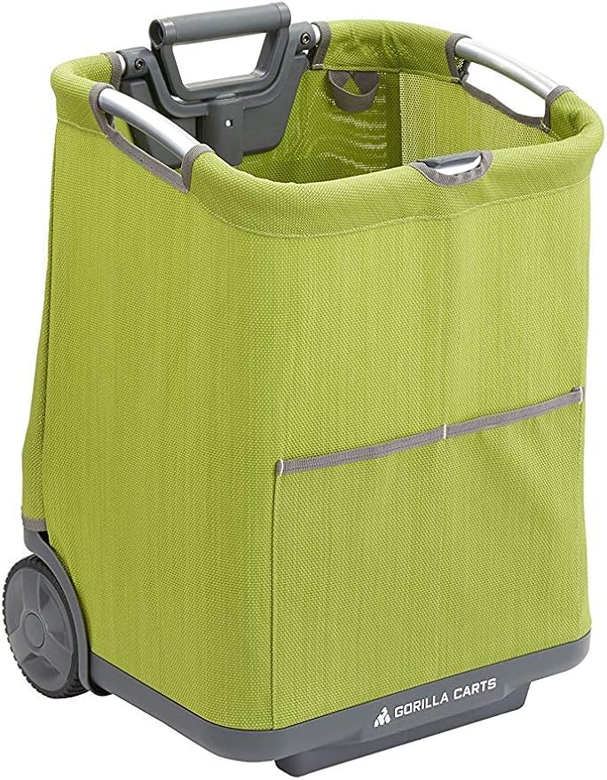 Gorilla Carts GCSS-11G-COM Collapsible Soft-Sided Folding Garden Cart, 150-Pound Capacity, Green
