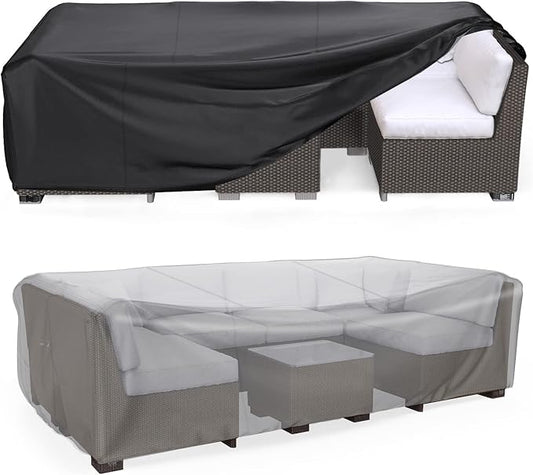 Patio Furniture Set Cover Waterproof, Mrrihand Outdoor Sectional Sofa Set Cover Heavy Duty 600D Table and Chair Set Cover 128" L×83" W×28" H