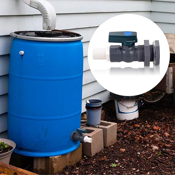 2 Pack PVC Rain Barrel Spigot Kit -3/4" Rain Barrel PVC Garden with Bulkhead Fitting Garden Hose Faucet Adapter and Thread Seal Tape for Water Tanks, Aquariums, Tubs, Pool, Garden Barrel