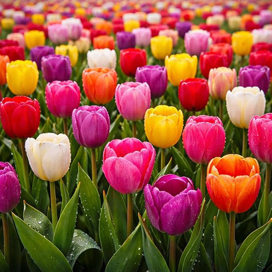 Mixed Rainbow Tulip Bulbs for Planting (10 Bulbs) - Huge Bulbs for Colorful Flowers - Grow Cheeful Rainbow Tulips - Multicolor Spring Flowers, Tall Statement Garden