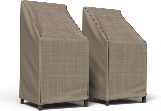 Budge P1A01PM1-2PK English Garden Patio Chair Cover, Tan Tweed