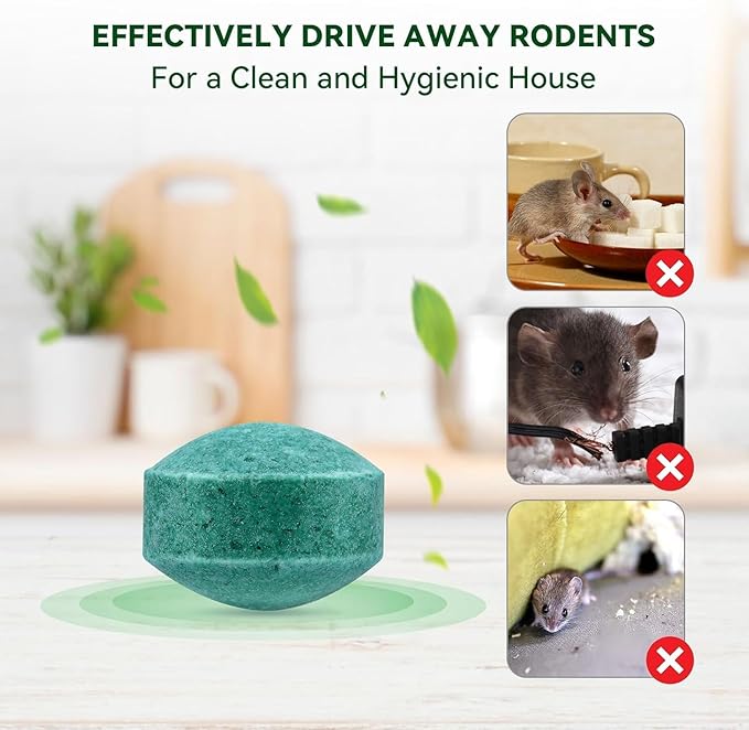 Natural Rodent Repellent, 24 Pack Safe for Children and Pets, Peppermint Formula for Mice, Mouse Control Indoors Outdoors