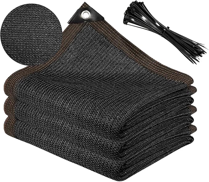 Shade Cloth with Grommets 10x10ft, 70% Sunblock Mesh Tarp & Outdoor Sun Shade for Garden Patio, Sun Shade Outdoor Cover, Plant Covers Freeze Protection for Greenhouse, Kennel, Lawn Black