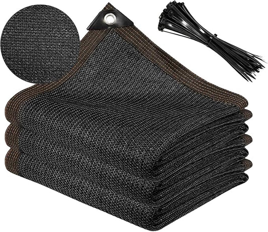 Shade Cloth with Grommets 10x10ft, 70% Sunblock Mesh Tarp & Outdoor Sun Shade for Garden Patio, Sun Shade Outdoor Cover, Plant Covers Freeze Protection for Greenhouse, Kennel, Lawn Black