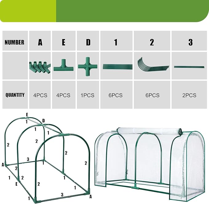 GlikCeil 1 Pcs 47" l x 21" W x 24" H Greenhouse Cover Portable Mini Outdoor Indoor Tabletop Greenhouse for Healthy Plants, Raised Garden Beds, Vegetable Rows, Include Frame and Cover