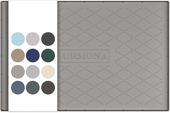 URMONA Under Sink Mat 34 x 19 in, Waterproof Silicone Cabinet Protector