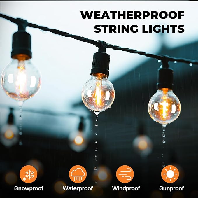 GvvooHome 36 Pack G40 LED Replacement Bulbs, Shatterproof 1 Watt E12 LED Bulb for Outdoor Patio Garden Vintage String Lights, 2200K Warm White, Dimmable