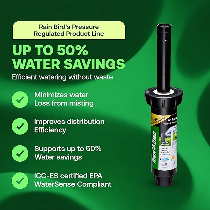 Rain Bird 1804QDPRS Pressure Regulated 1800 Series Dual Spray 4 in Pop Up Sprinkler Head (4 Pack, Fixed 90 Degree)