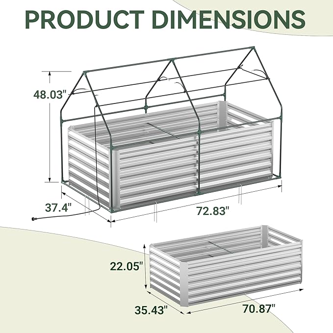 Lineware Raised Garden Bed with Self-Watering System, 6x3x2 ft Elevated Planter Boxes Outdoor with PE Cover, Galvanized Raised Beds for Gardening,Vegetables,Flowers, Backyard, Patio