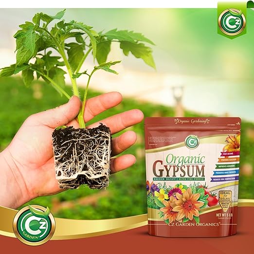 Organic Gypsum Powder 10LB - Made in USA - OMRI Listed - Calcium Sulfate Dihydrate - Garden Soil Amendment Fertilizer for Lawns, Plants, Mushroom Cultivation. Calcium & Sulfur. Cures Blossom End Rot