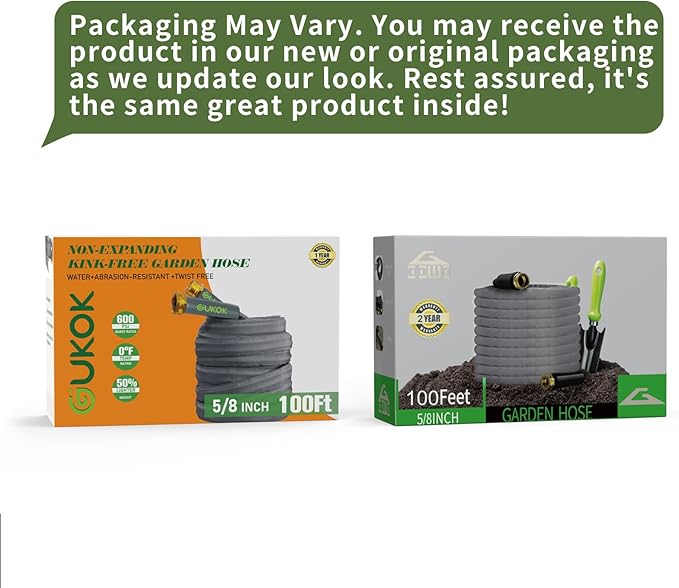 Garden Hose 50 FT, Non-Expanding Water Hose, Ultra-Light & Flexible, Burst-Resistant, Kink-Free, High-Pressure Garden Hose All-Weather Use for Lawns, Gardens, and Outdoor Cleaning