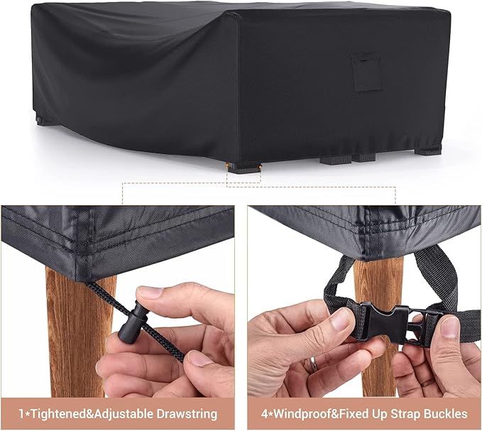 Mrrihand Patio Furniture Set Cover Waterproof, Outdoor Sectional Sofa Set Cover Heavy Duty 600D Table and Chair Set Cover 62" L× 42" W× 28" H