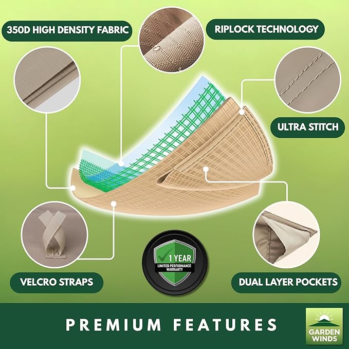 Garden Winds Durable Replacement Canopy Top Cover Compatible with The 43472, 31937-17, 812576, 822694, 21581 Aldi Gardenline Belavi Grill Gazebo - Classic Sand Beige, 350