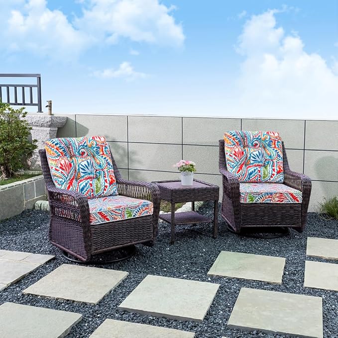 JMGBird Outdoor Chair Cushions Set - 22"x22" Deep Seat & Back Cushions, Water-Resistant Tufted Pillows for Patio Furniture