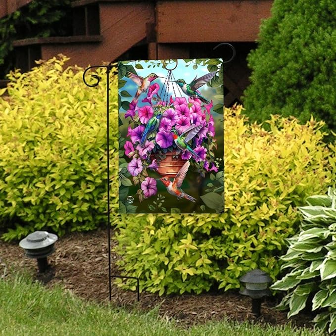 Briarwood Lane Hummingbirds and Petunias Garden Flag