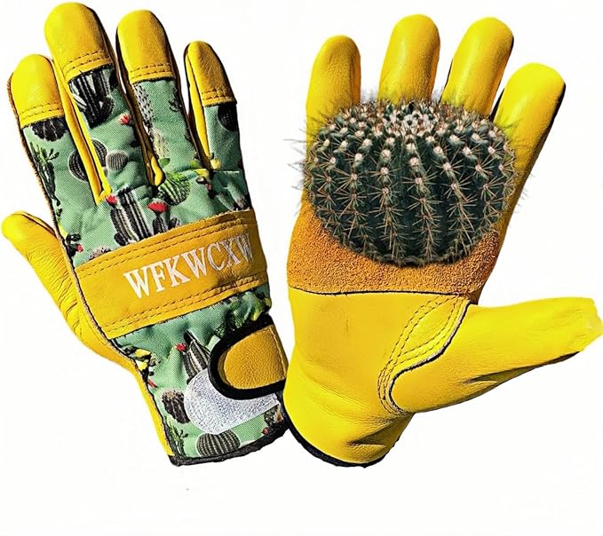 Gardening Gloves for Rose and Cactus Handling,Cow Leather Garden Gloves Thorn Proof,Gardening Gifts for Womens/Mens