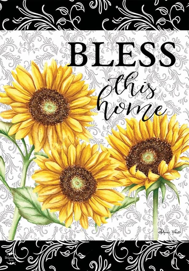 Bless This Home Sunflowers Summer Garden Flag Floral 12.5" x 18" Briarwood Lane