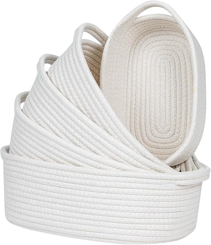 CubesLand Small Woven Rope Toys Basket for Organizing Set 5