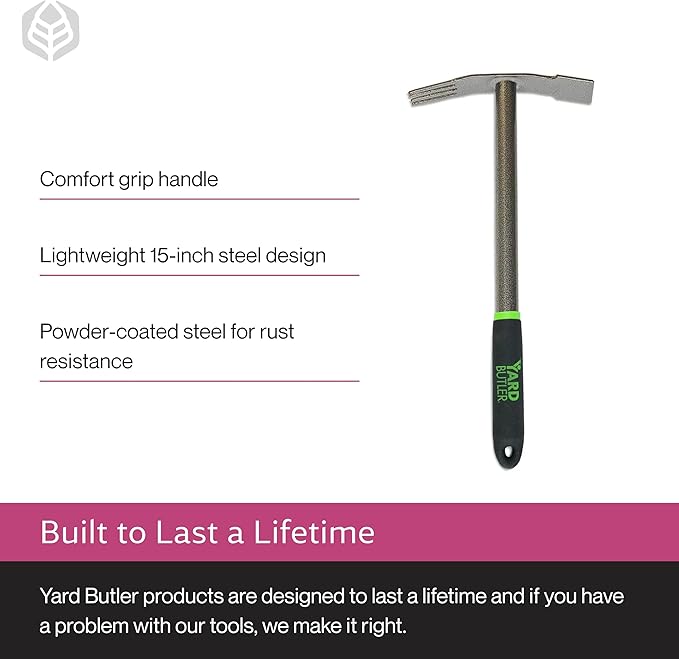 Yard Butler Terra Garden Weeder Hand Tool, ITT-1W - Essential Gardening Tool for Yardwork - Power-Coated Steel Construction - Comfortable Grip - Long-Lasting - Rust-Resistant