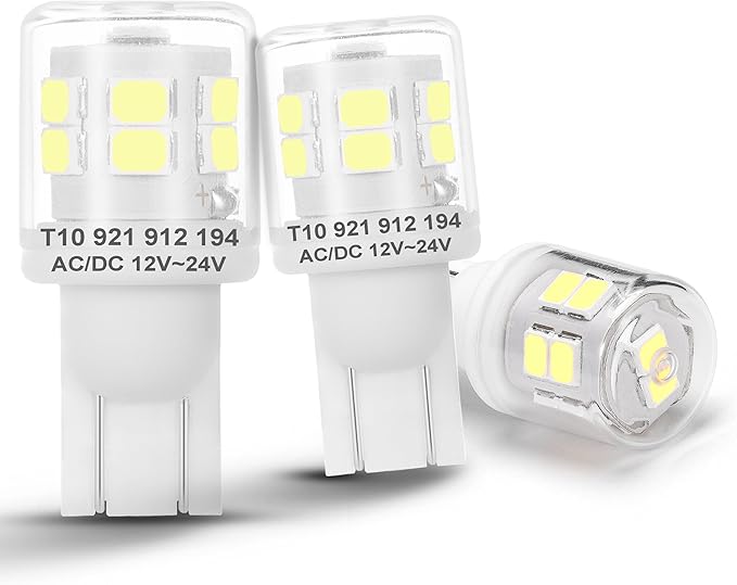 Heifymi T10 T5 921 912 168 194 RV Interior Light Bulbs 2W 6000K Daylight White AC/DC 12V-24V Replacement for Camper Trailer Motorhome Marine Boat Dome Lights Outdoor Landscape Path Lighting, 3 Pack