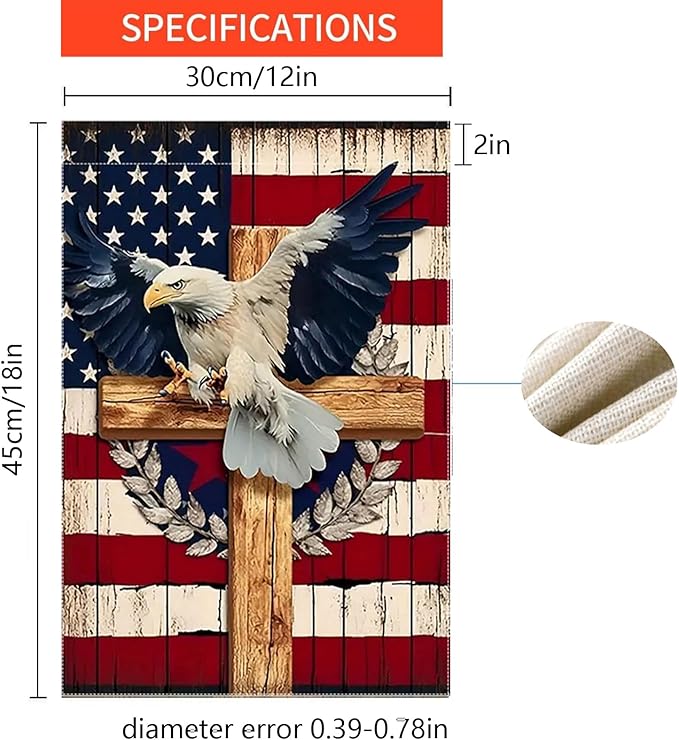 Patriotic Stars and Stripes Eagle Garden Flag 12x18 Inch Double Sided Outside, USA 4th of July Memorial Day Independence Day Yard Outdoor Decoration for All Seasons