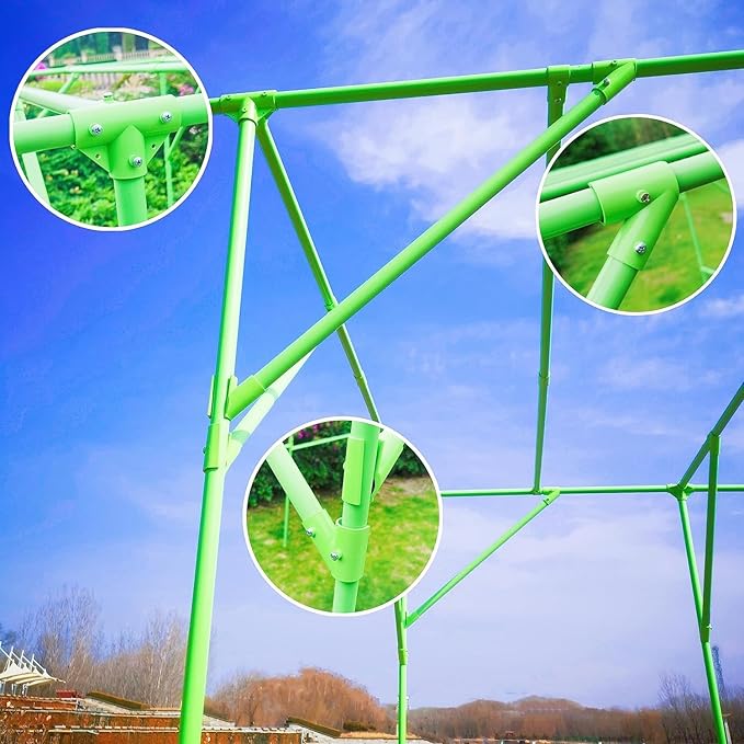 118'' L x 79'' W x 90.5'' H Large Grape Vine Support Arch Arbour Gazebo Trellis Rack Pergola Plastic-coated Metal Large Cane Frame For Vineyard Outdoor Patio Lawn Yard Garden Decoration Green