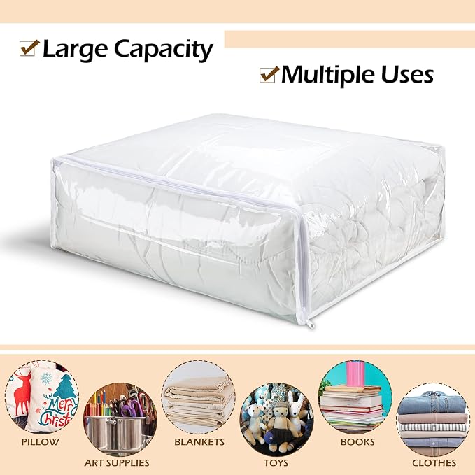 Shappy 6 Packs Clear Plastic Storage Bags with Zipper, 24 x 20 x 11 Inch