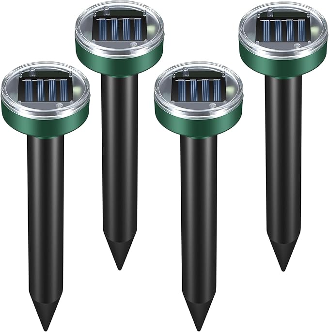 Mole Repellent for Lawns - Ultrasonic Gopher Repellent Solar Powered for Garden,Yard - Waterproof Sonic Mole Spike for Snake,Chipmunk,Outdoor Pest Control Vole Deterrent