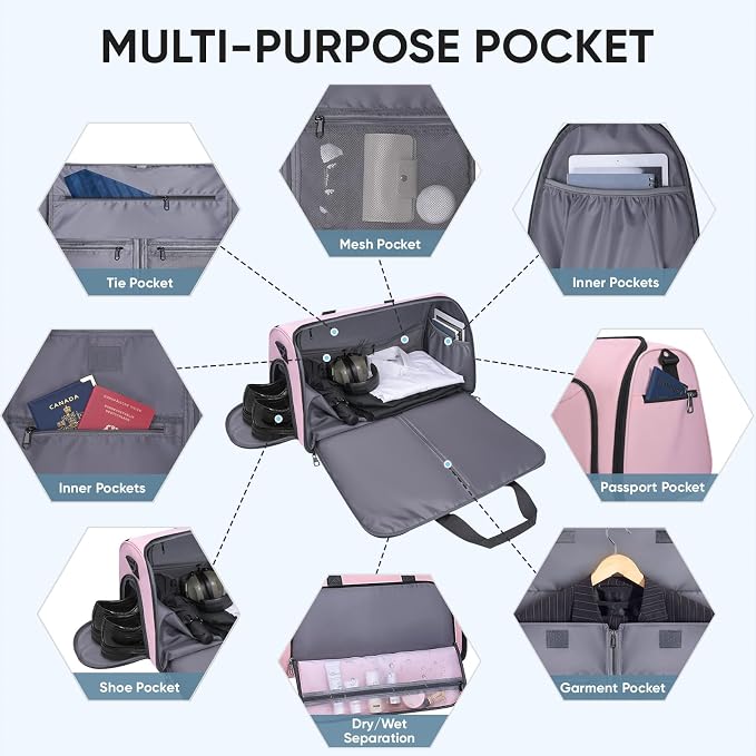 BALEINE Garment Bags for Travel, Water Resistant Carry on Suit Bag