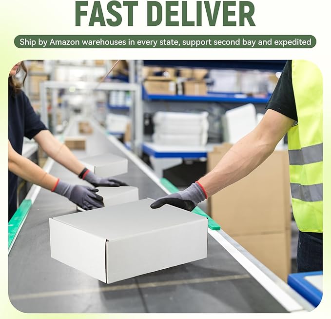 10 Pack 8"x6"x4" inch Small Shipping Boxes White Corrugated Cardboard Box for Small Business, Mailer, Shipping, and Packing