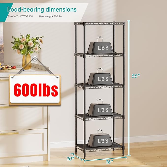 SINGAYE Metal Shelves Wire Shelving Storage Standing Adjustable Shelf Unit