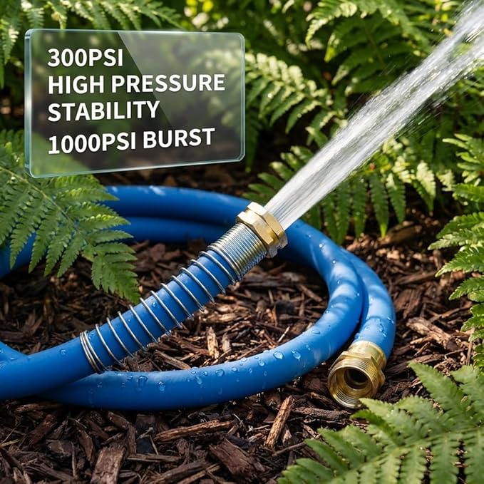Wiseflow Garden Hose 150FT x 3/4", Heavy Duty Rubber Hose, Water Hose with Five Layered Braiding, Male Female Fittings, 1000PSI Burst, 300PSI Working for Yard, Car Wash, Pets (Blue)
