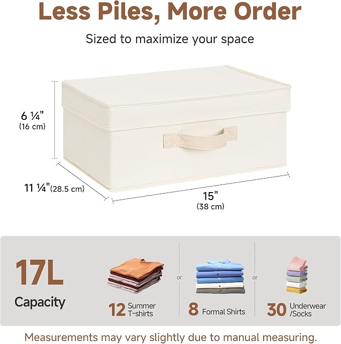 StorageWorks Storage Bins with Lids, Fabric Closet Storage Bins, Small