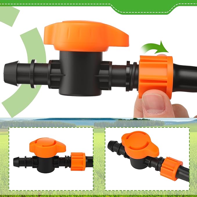 Tujoe 50 Pcs Pipe Bypass Locknut Valve 5/8 Inch Universal On/Off Valve Barb Drip Tubing Fittings Barbed Compatible with Most 16-17 mm Garden Hose Tubing Sprinkler Systems