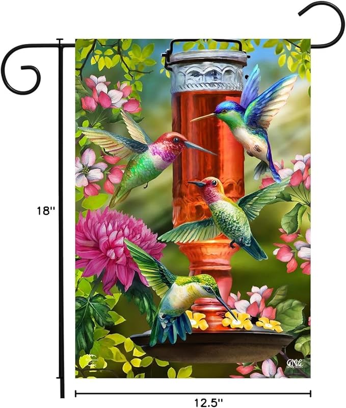 Hummingbird Feeder Spring Garden Flag Floral 12.5" x 18" Briarwood Lane