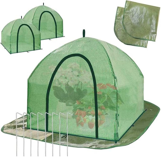Portable Plant Cover Tent with Waterproof Base for Garden Indoor/Outdoor Tabletop Mini Greenhouse for Seed Starting Humidity Small Plants, Plant Protection from Animal for Raised Bed(XL - PE - 2PCS)