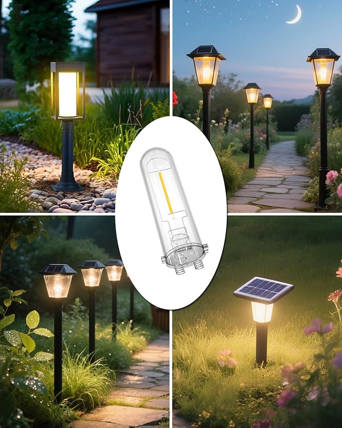 Outdoor Solar Light Bulbs for Garden - 4 Pack Warm White 3000K Solar Light Bulbs Replacement DC 3V 0.5W Hampton Bay Replacement Bulb for Backyard Pathway Garden Landscape