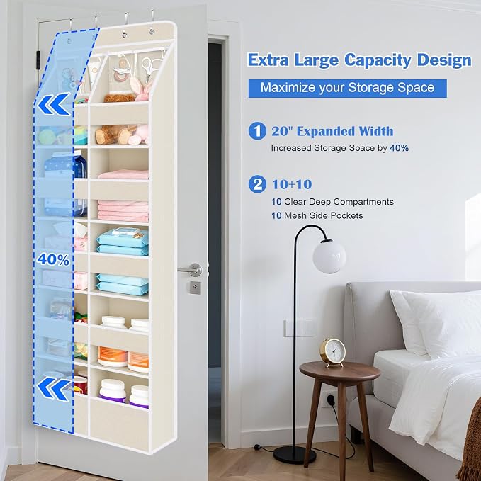 Univivi Upgraded Over Door Organizer for Baby Stuff, Beige Pattern, 6-Shelf