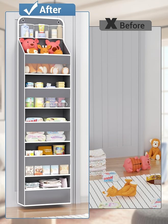 Over Door Hanging Organizer, 5 Tier 44 lb Load Behind Door Storage Bag