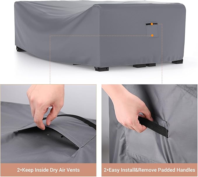 Mrrihand Heavy Duty Patio Furniture Covers, Outdoor Furniture Covers Waterproof Sectional Sofa Set , Patio Table and Chair Set Cover 118"L×57"W×28"H,Grey
