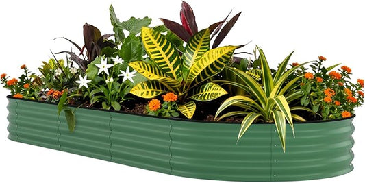 GarveeLife 8x4x1.5 ft Galvanized Raised Garden Bed - 18“ Tall Metal Planter Box for Vegetables, Flowers, Herbs, Rust-Resistant Outdoor Garden Box, Easy Assembly Raised Beds for Gardening, Green