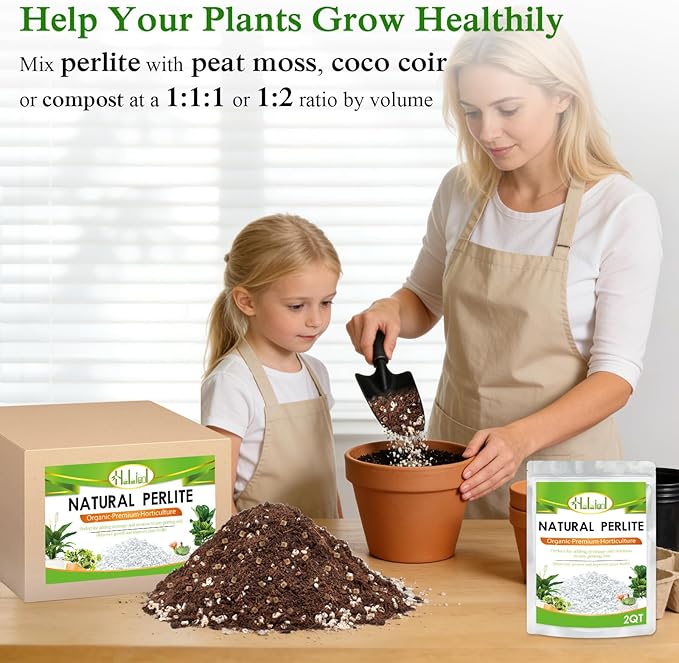 Halatool Soil Amendment 4QT Perlite for Plants Gardening Indoor Natural Potting Soil Mix Additive for Holding Moisture Aeration Drainage