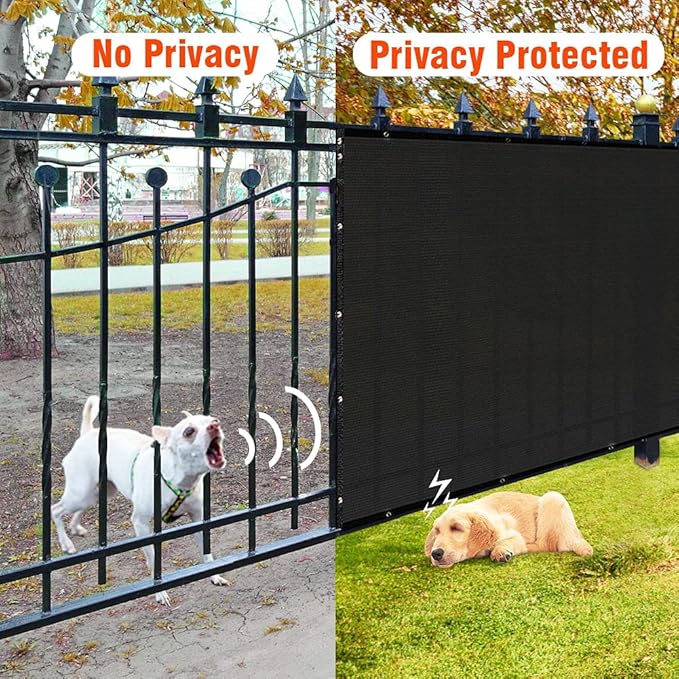 iCover 6x50ft Privacy Screen Fence, Outdoor Fencing Panels, Garden Windscreen Mesh Shade Sail Net Barrier, Include Reinforced Bindings and Brass Grommets Cable Zip Ties, Black