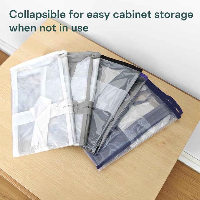10PACK Clear Zippered Storage Bags for Clothes, 22L Clear Storage Bag, and Blanket Storage Bags for Bedding, Linen, Blankets, Comforters, Clothing & Toys (Purple)