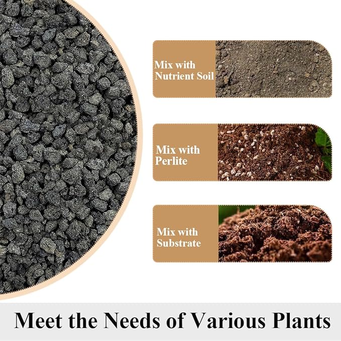 YISZM Black Horticultural Lava Rocks for Plants, 10lb Succulents Cactus Bonsai Soil Lava Rocks for Aquarium Outdoor Decorative Stones for Craft Projects, Vase Fillers