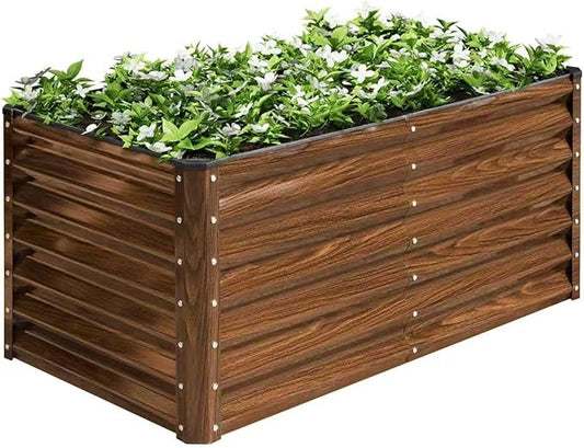 SnugNiture 4x2x2FT Galvanized Raised Garden Bed Kit, Metal Planter Box for Planting Plants Vegetables, Brown