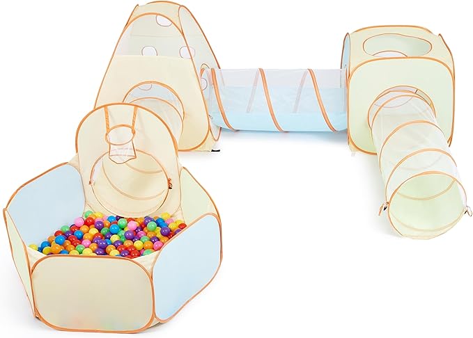 UTEX 3 in 1 Pop Up Play Tent with Tunnel, Ball Pit for Kids, Boys, Girls, Babies and Toddlers, Indoor/Outdoor Playhouse (6 in 1 with Ball Pit and Square Tent)