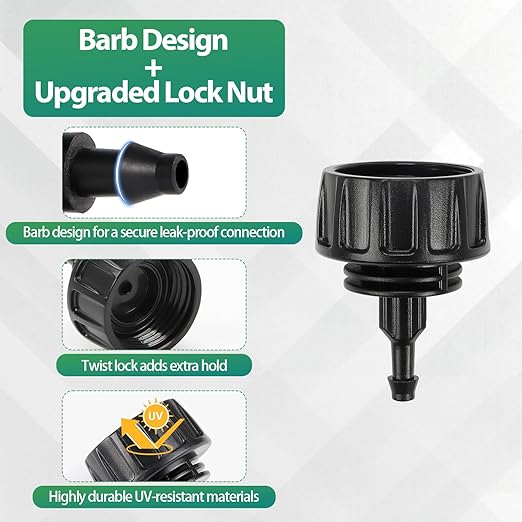 RedChili 8 Pcs 3/4" Garden Hose to 1/4" Drip Tubing Adapters, 3/4 Inch FHT to 1/4 Inch Irrigation Hose Fittings 1/4" Water Line to Female Faucet Adapter for Drip Irrigation Tube Connection